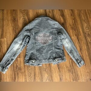 Harley-Davidson Gray Jean Jacket Vintage Style